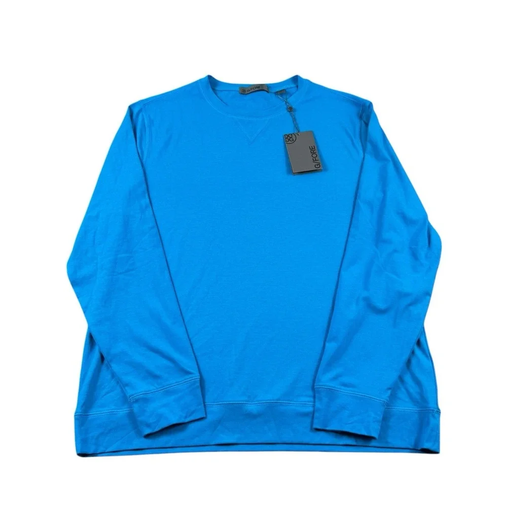 G/FORE Luxe Crewneck Mid Layer Golf Pullover Light Blue Size L NWT 125$
