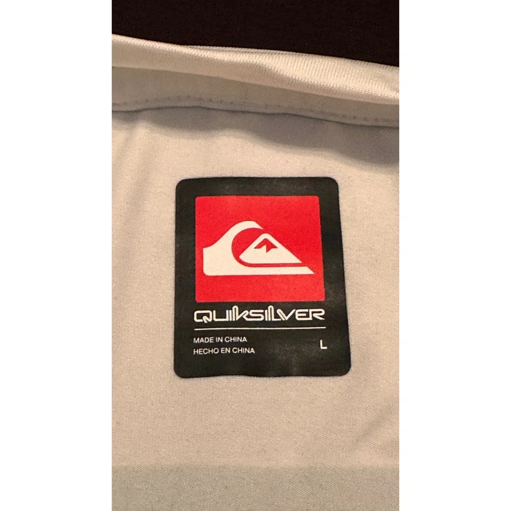 Quiksilver Mens White Short Sleeve Rash‎ Guard UPF 50+ Palm Graphic Swim Shirt L