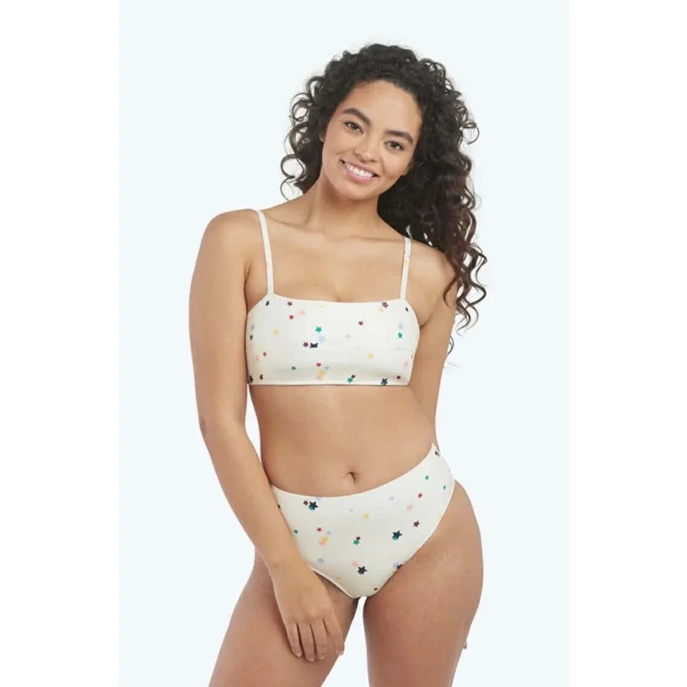 Summersalt Womens White Multicolor Star Print High Waisted Bikini Set‎ Size 12