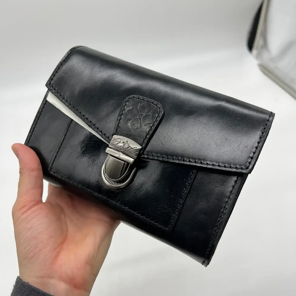 Patricia Nash Leather Bishop Belt Bag with Chain Strap Black
