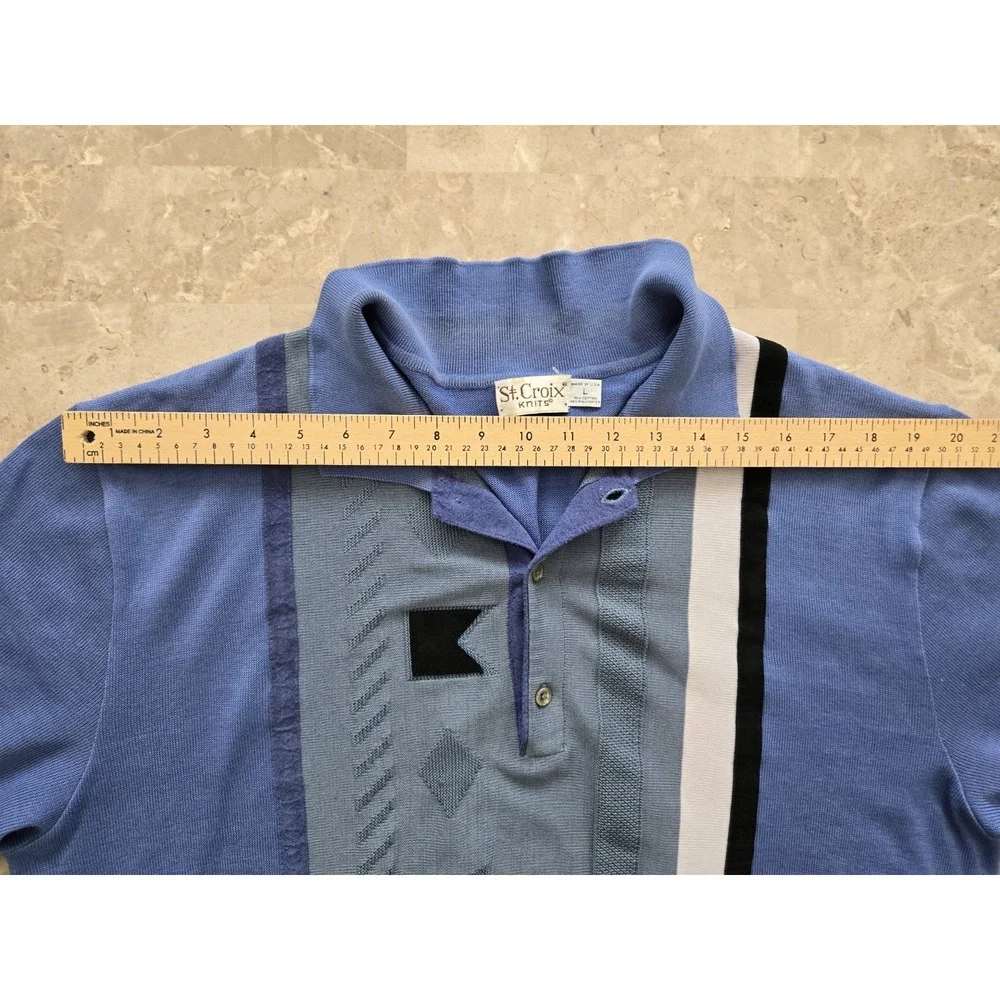 Vintage St.Croix Knits Polo Sweater Shirt Geometric Mens Large Made In USA‎