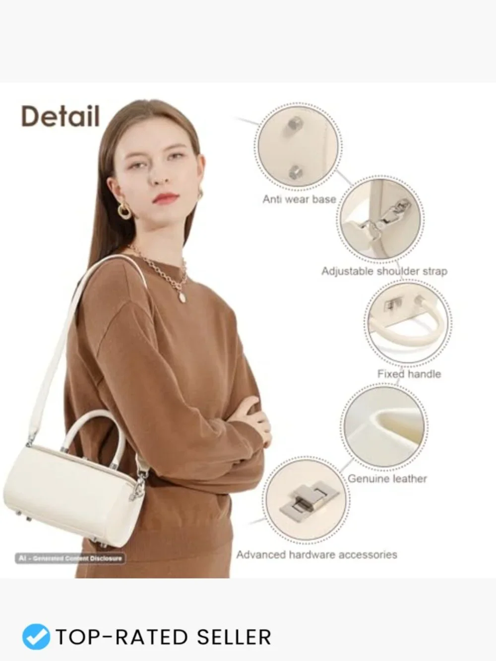 Structured Leather Satchel Crossbody Bag Women Minimalist Shoulder Tote with