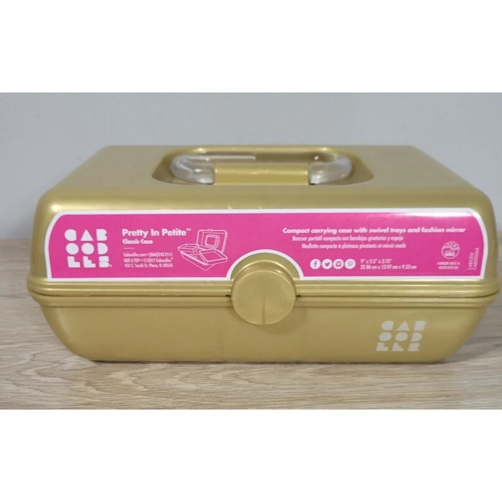 Caboodles‎ Pretty in Petite Case 2 Tier with Mirror Gold