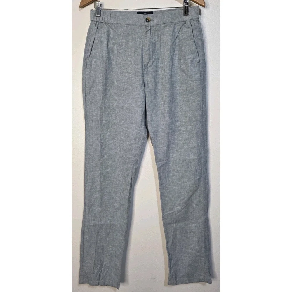 Even Tide Men 32x32 Pant Blue Linen Slim Stretch Waist Beach Cottage‎ Trouser
