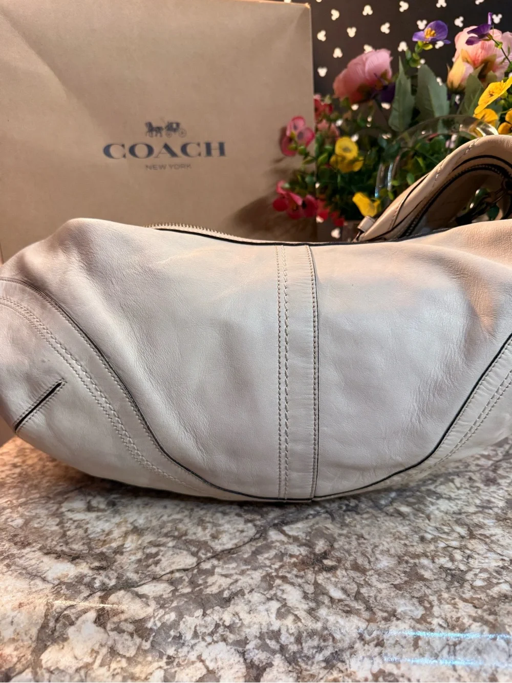 Coach white leather