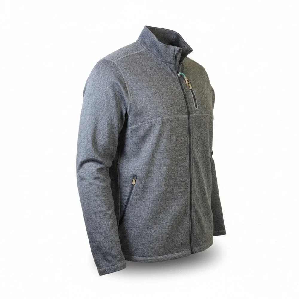Tommy‎ Bahama IslandZone Mens Full Zip Fleece Jacket Gray Heathered Large