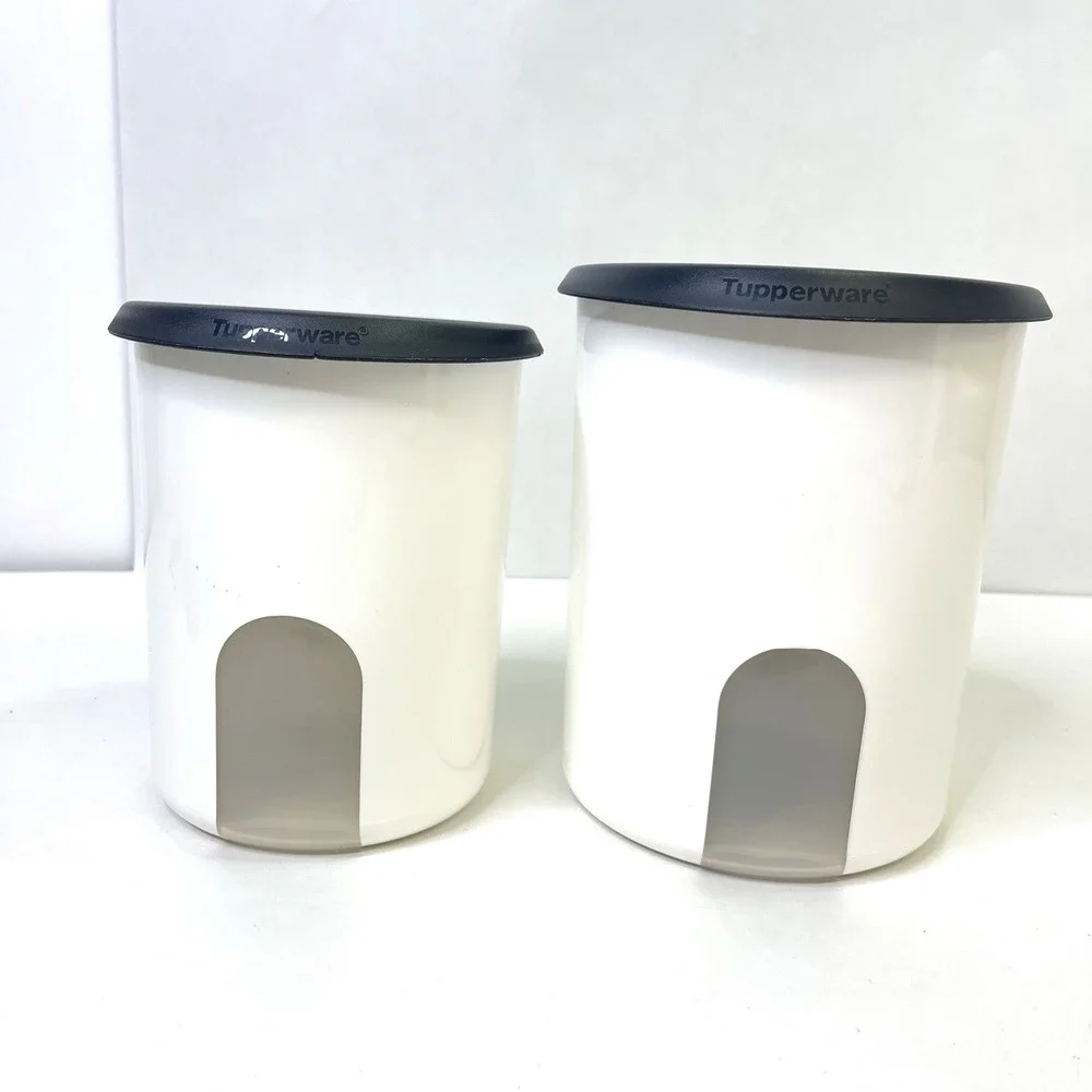 Tupperware One Touch Nesting Canisters‎ W/Green Lids 2420D & 2422B Size A & B