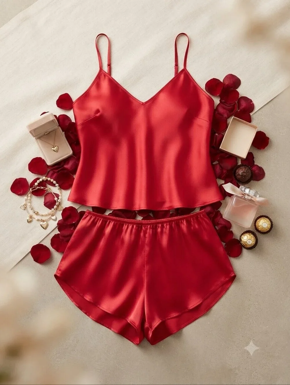 Frederick's Of Hollywood Red Silky 2 Piece Lingerie Set