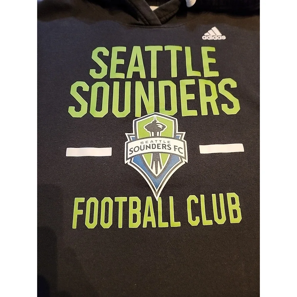 Seattle Sounders FC Black Addidas Hooded Sweatshirt Men's Size XL