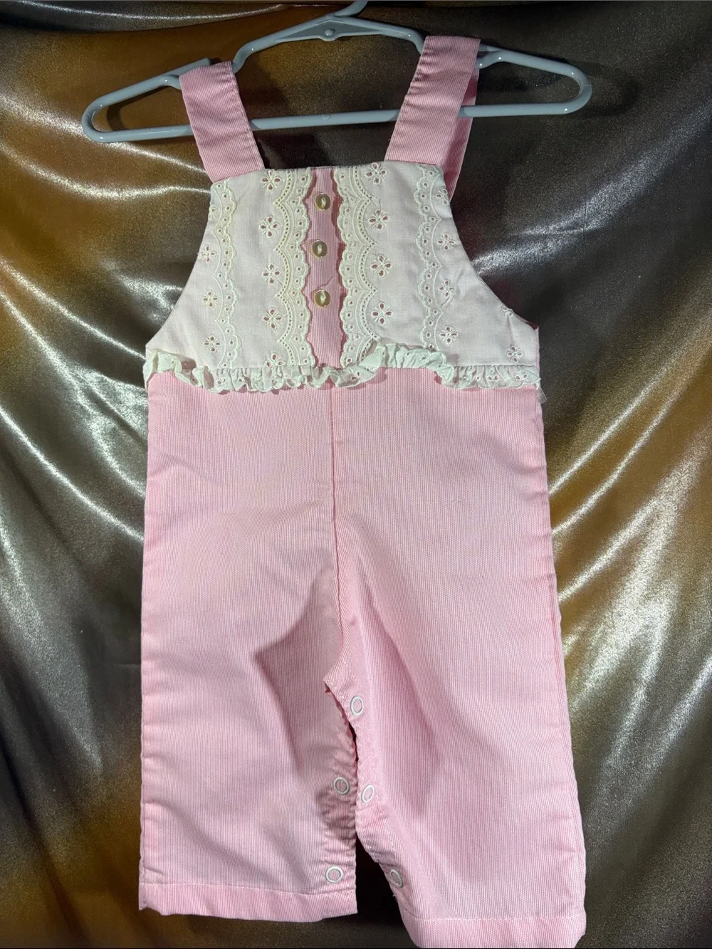 Vintage 3-6m Classic Pink Kids Cotton blend Overalls. 411‎