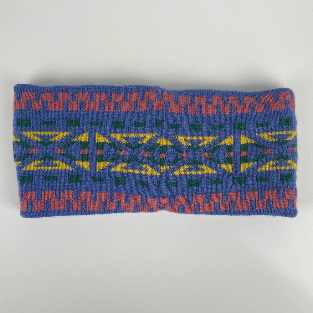 Urban Outfitters Geometric Knit Headband Ear Warmer Blue Pink Fair Isle 90s Boho