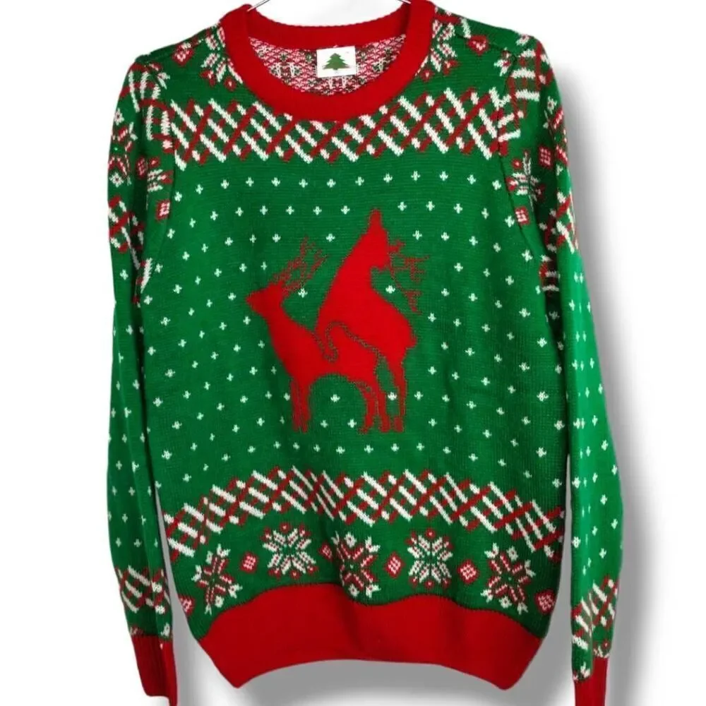 Oh My Sweater‎ Unisex Sz Medium Christmas Ugly Vacation Reindeer Mating