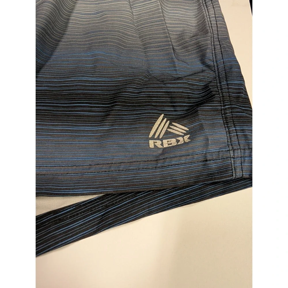 RBX Men's Swim Trunks Size XL Mesh Lined Elastic Waist Drawstring Blue‎ Stripes