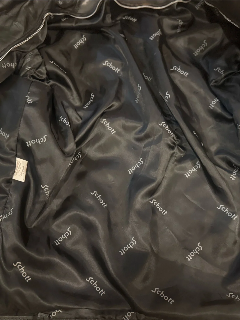 Men's Black Leather Bomber Jacket with Zip Pockets