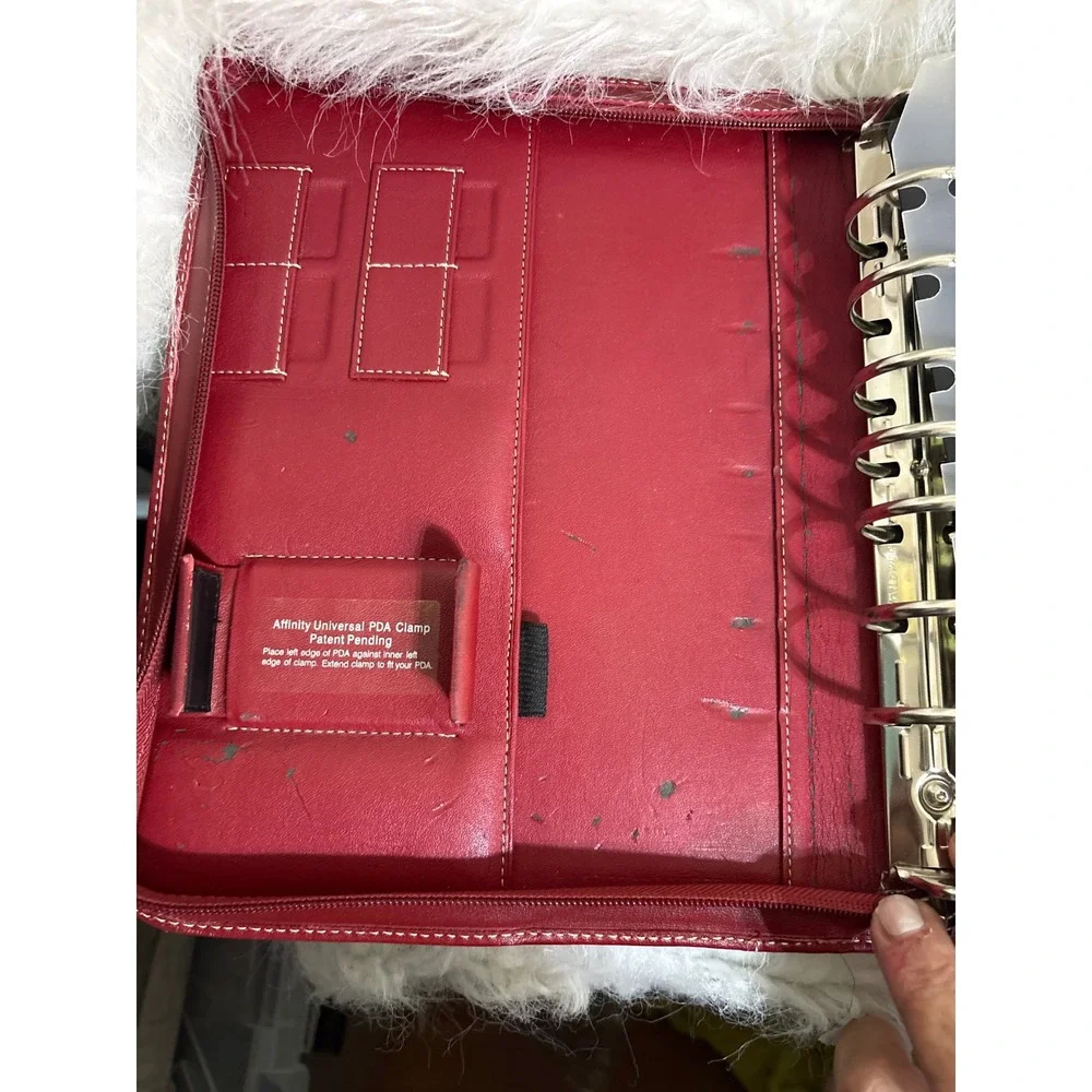 Franklin Covey Red‎ Nappa Leather Zip Around 7 Ring Planner Organizer 27227