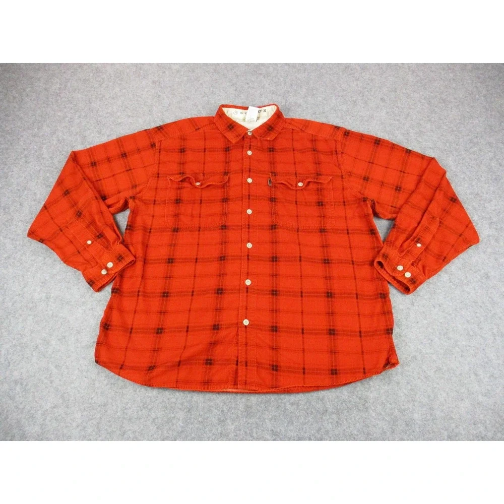 North Face Shirt Mens Extra Large Orange A5 Series Plaid Flannel Button Up Hike