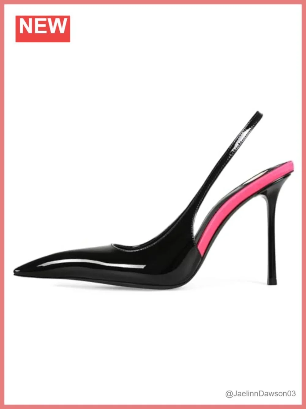 Faux Leather Slingback Heels Pointed Toe Stiletto Pumps Women Elastic Backless