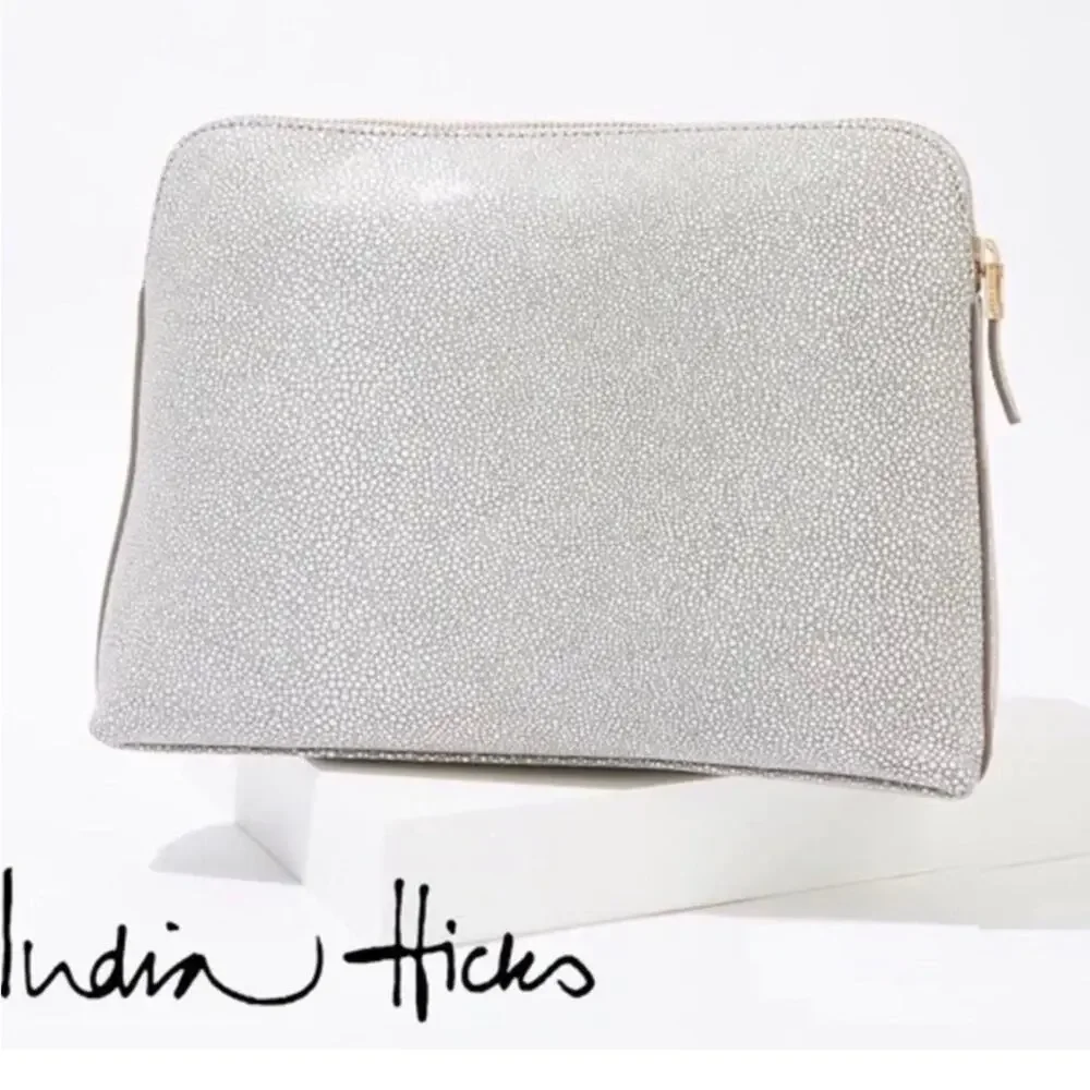 INDIA‎ HICKS The Insider Pouch/Clutch- Stingray-Shagreen Pebble Leather NWOT