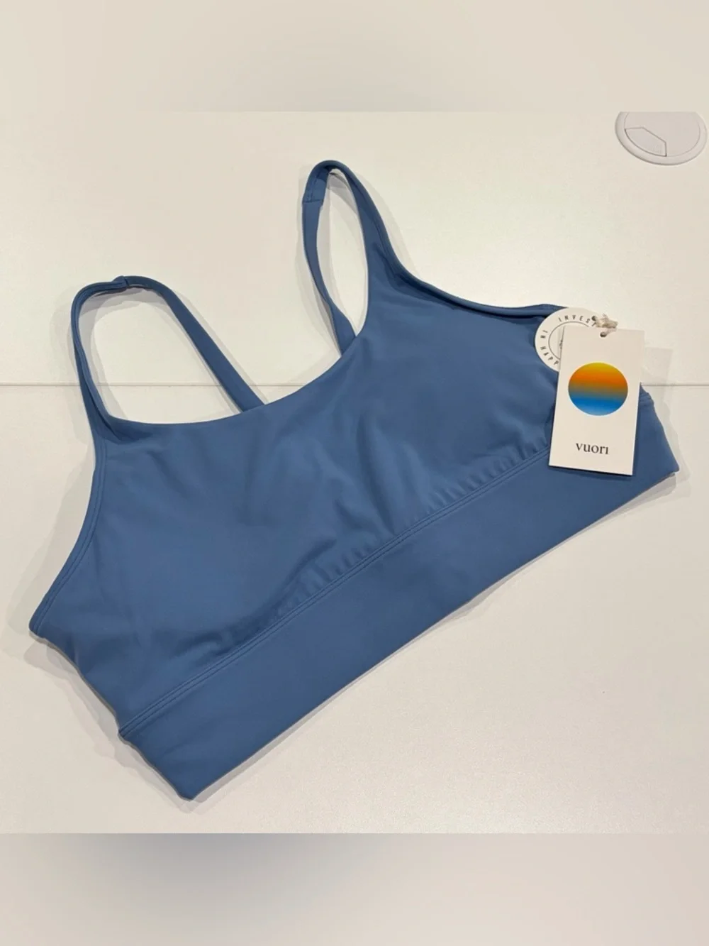 Vuori Women's Large Yosemite Longline Bra French Blue NWT Lined 4-Way Stretch