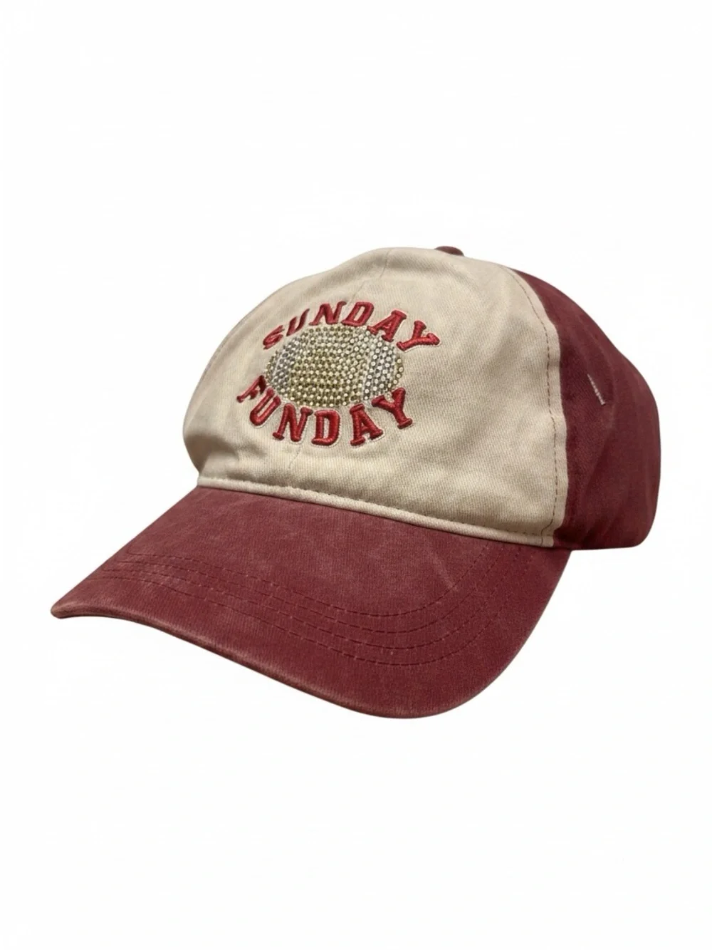 Sincerely Jules Two-Tone 'Sunday Funday' Cap & 2 Football Scrunchies NWT