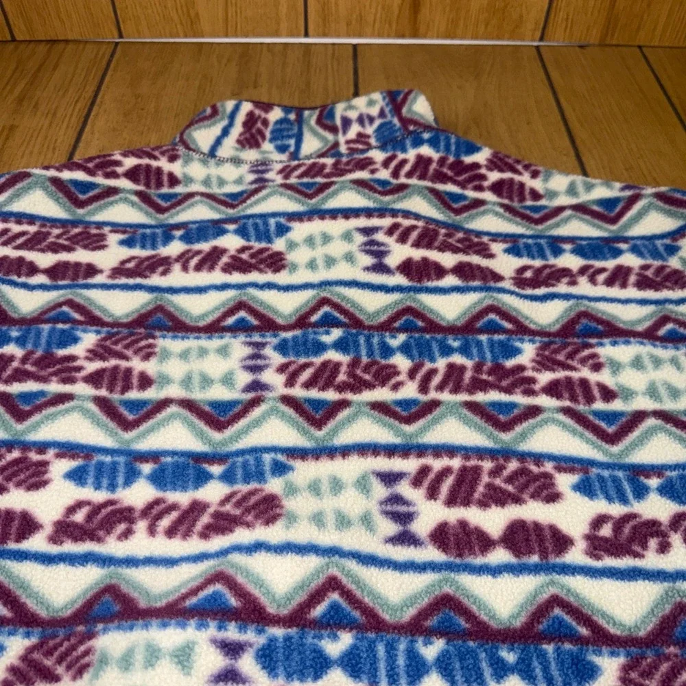 Vintage Columbia‎ Sportswear Mens Fleece Pullover Geometric Tribal Made in USA L