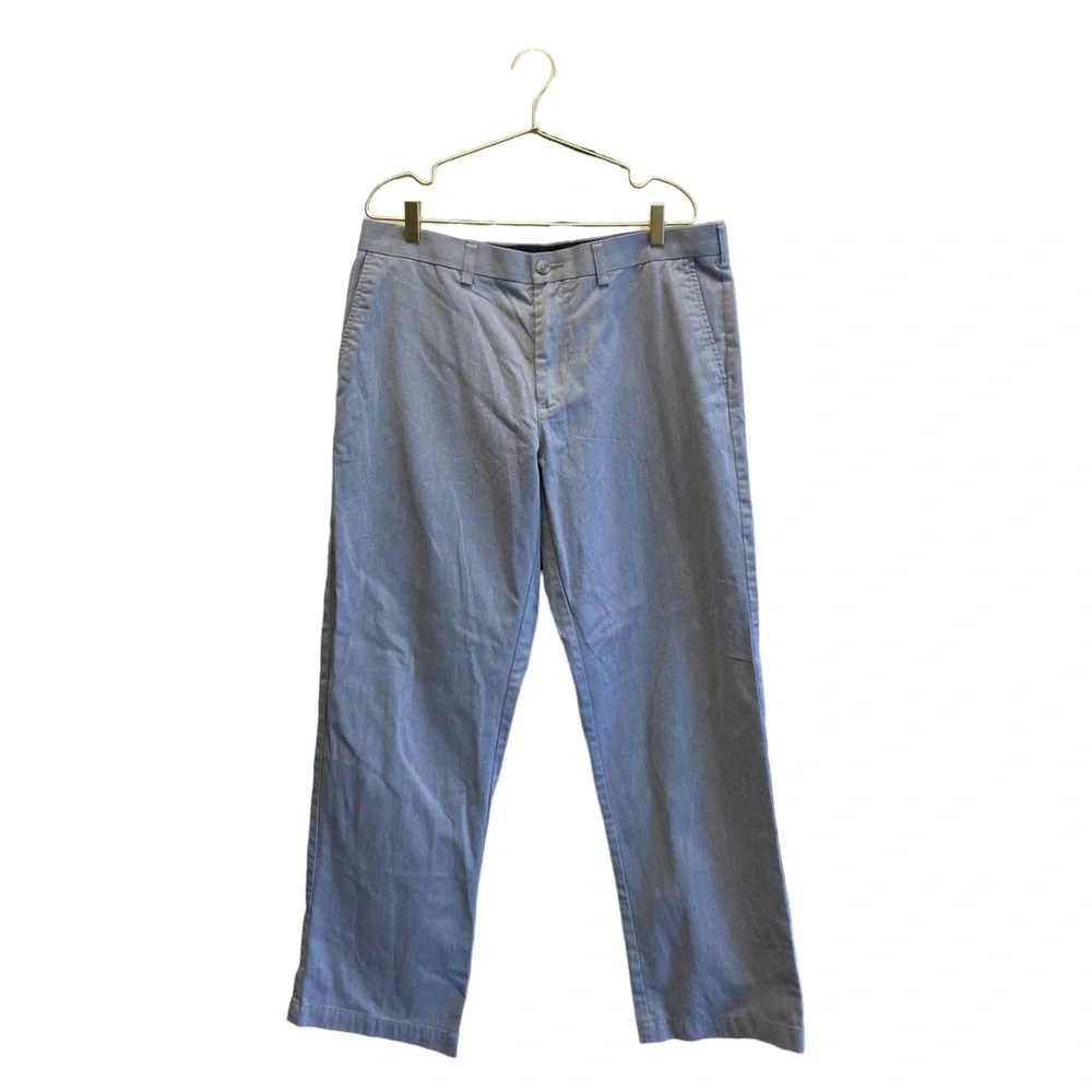 Croft & Barrow Mens Pants 36x32 Straight Leg‎ Light Blue Chambray Trousers 0009
