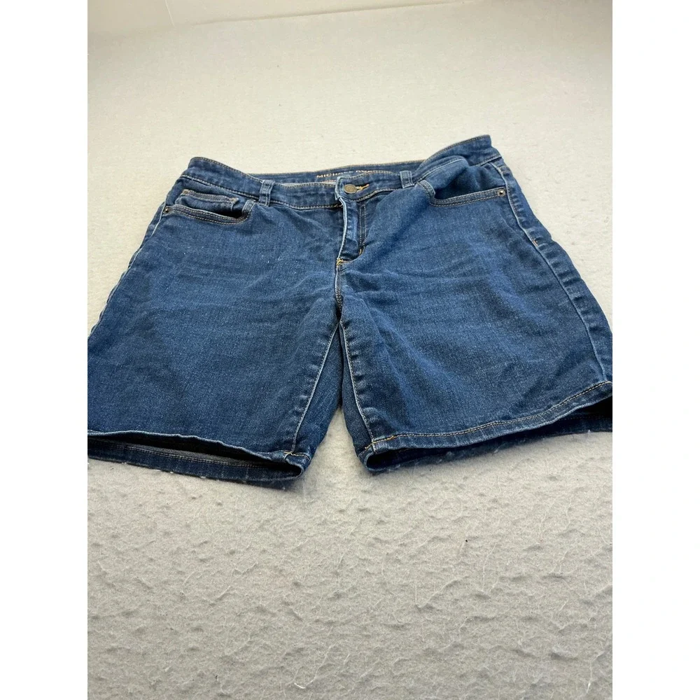 Michael Kors Denim Shorts Dark‎ Wash Gold Logo Size 6 Casual Summer Classic