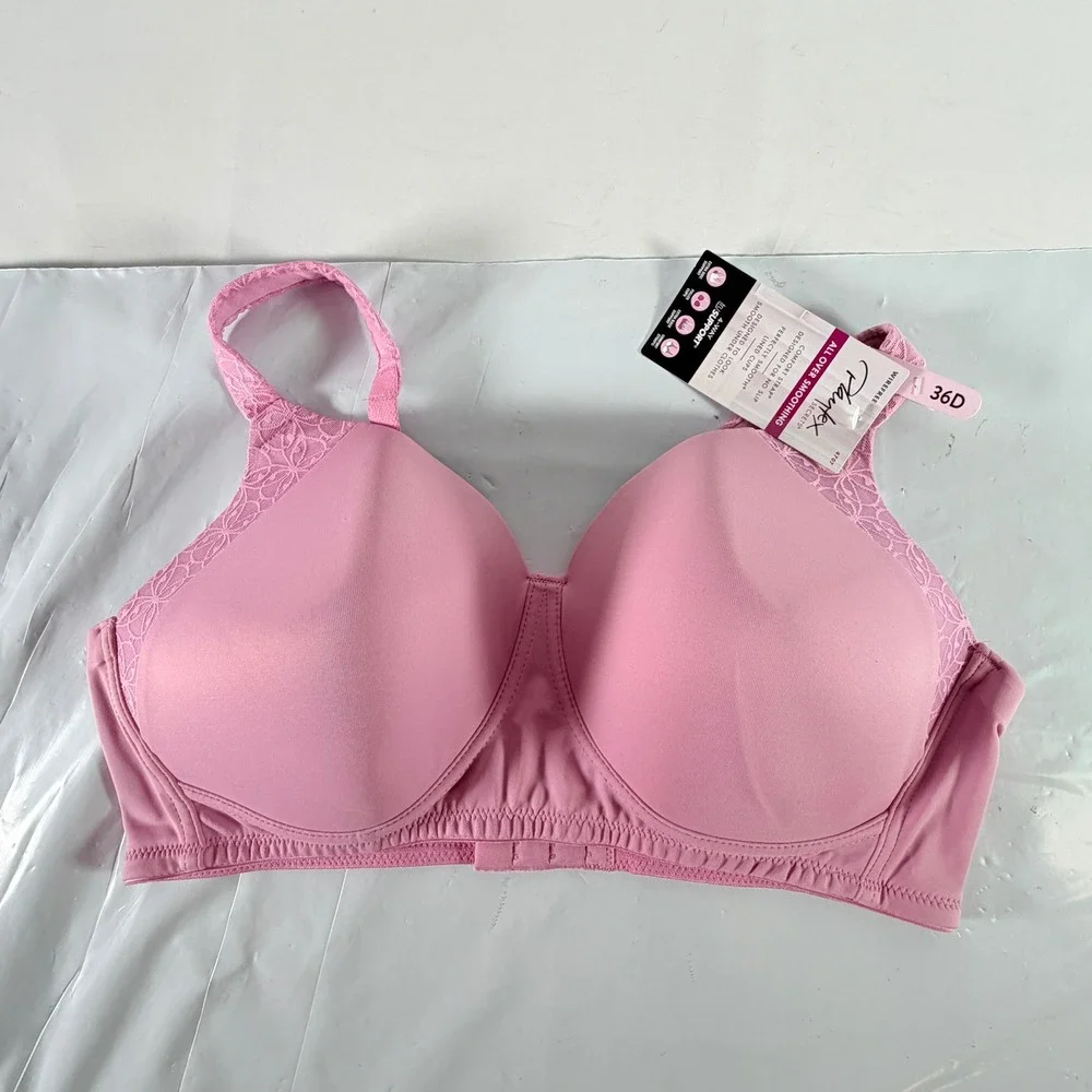 Playtex Secrets All Over Smoothing Wirefree Bra‎ 36D Pink Pirouette NWT