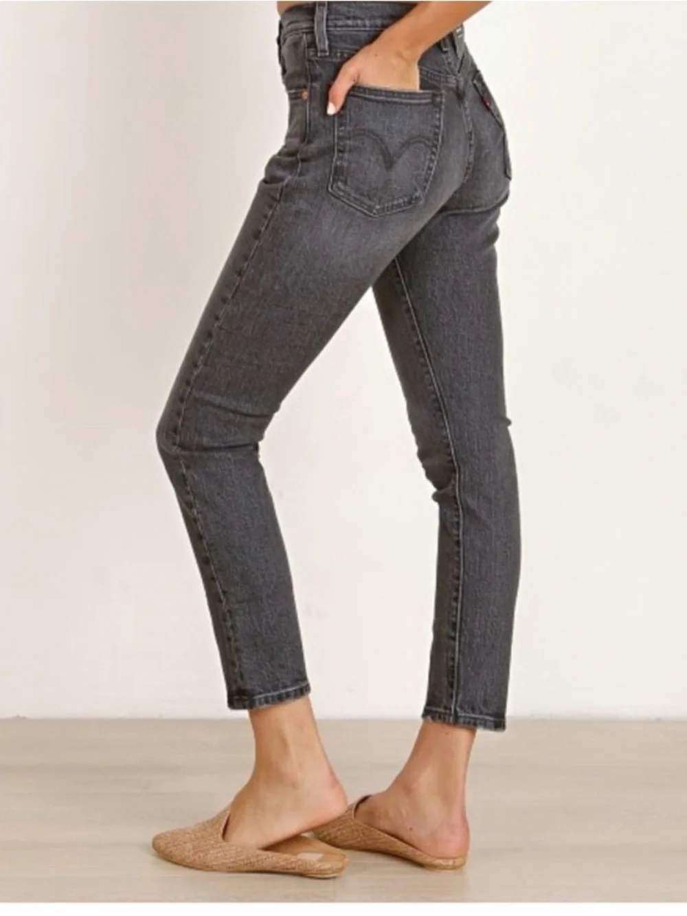 Levi's 501‎ S Skinny Button Fly Jeans Coal Black Grey Sz 30 NWT