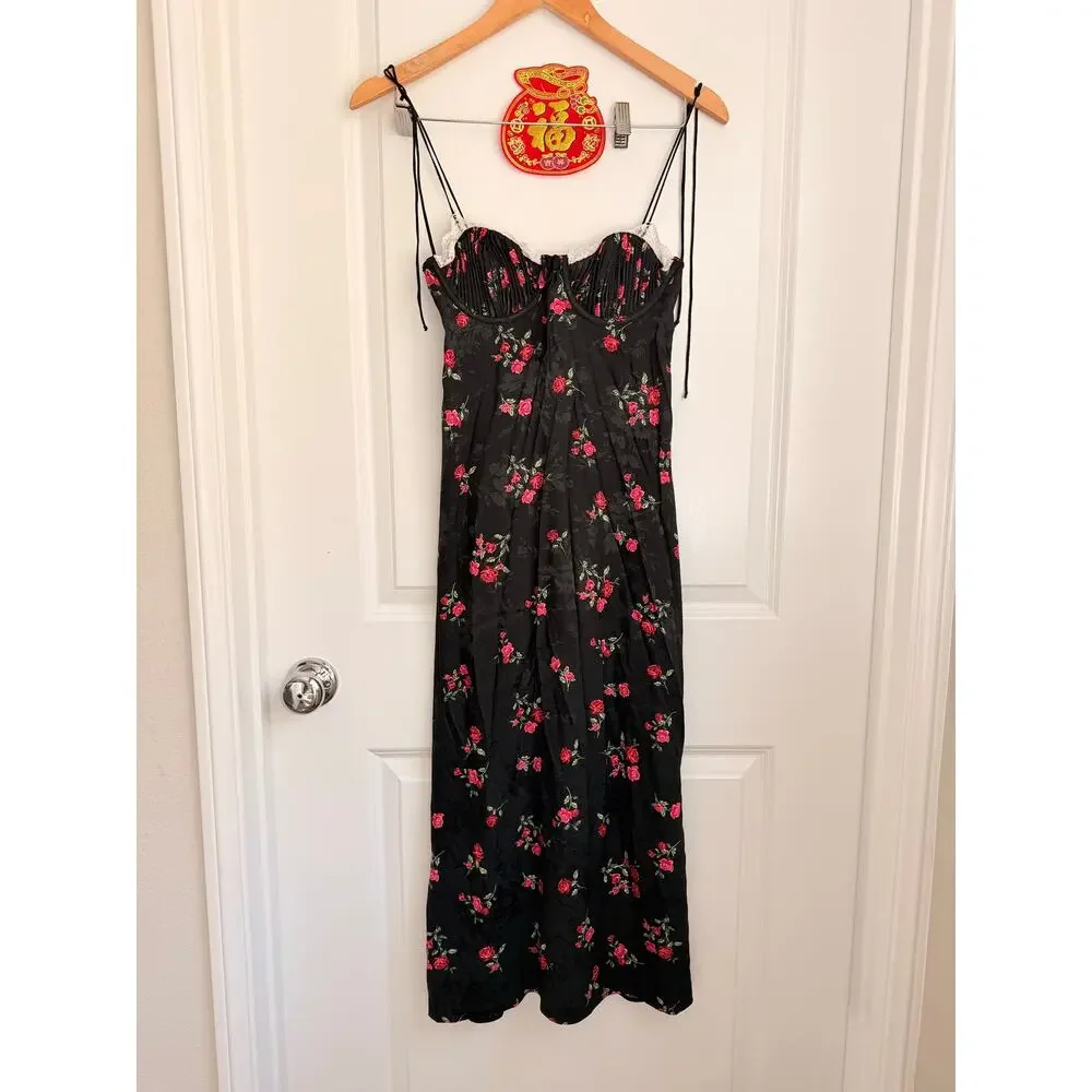 For‎ Love & Lemons Maggie Floral Romantic Lace Midi Dressn Date Night Lingerie