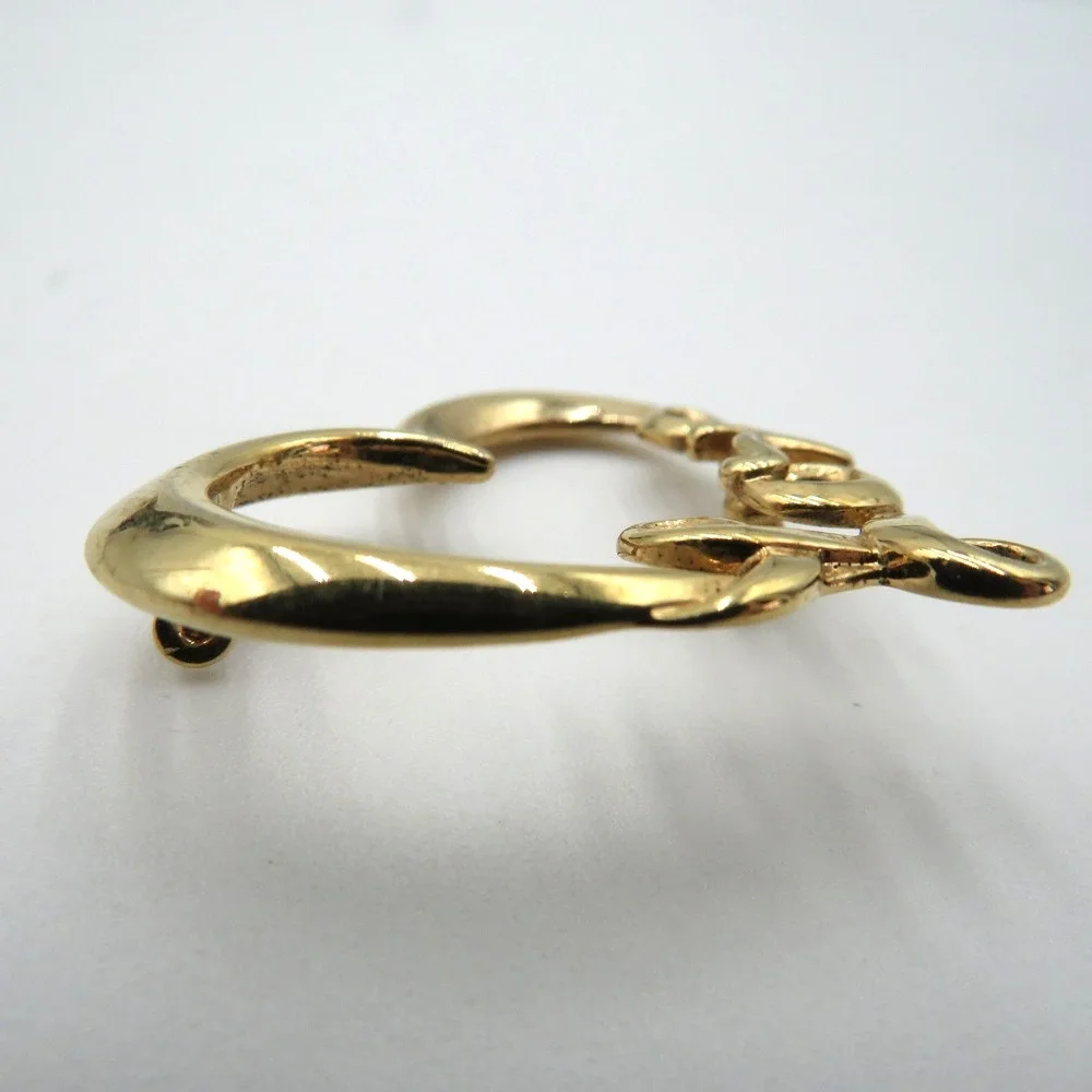 Heart Love Brooch Pin Gold Tone Script Open Heart Cursive Romantic Gift Costume‎