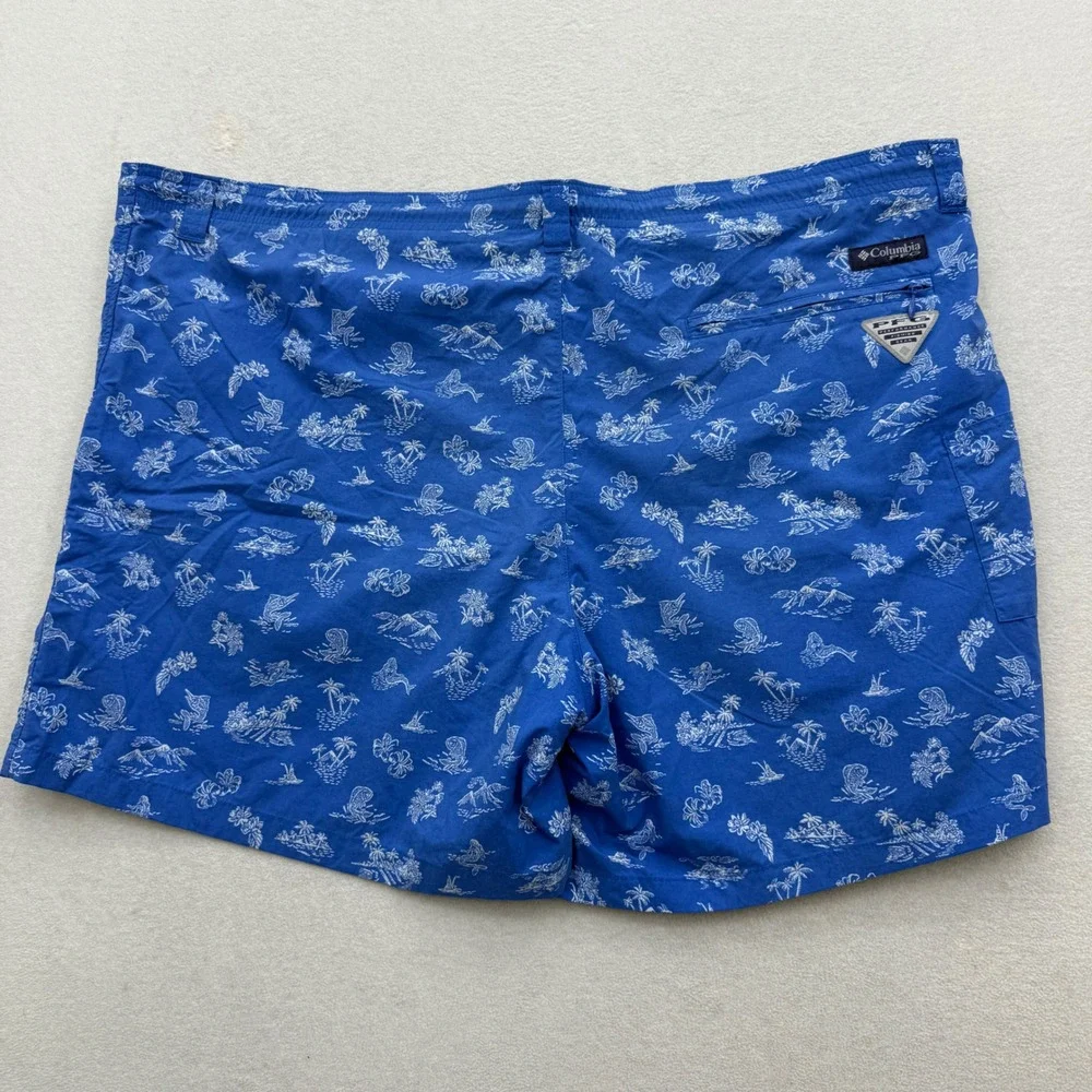Columbia PFG Swim Trunks Shorts Mens XL Blue Island Mermaid Fish Fishing
