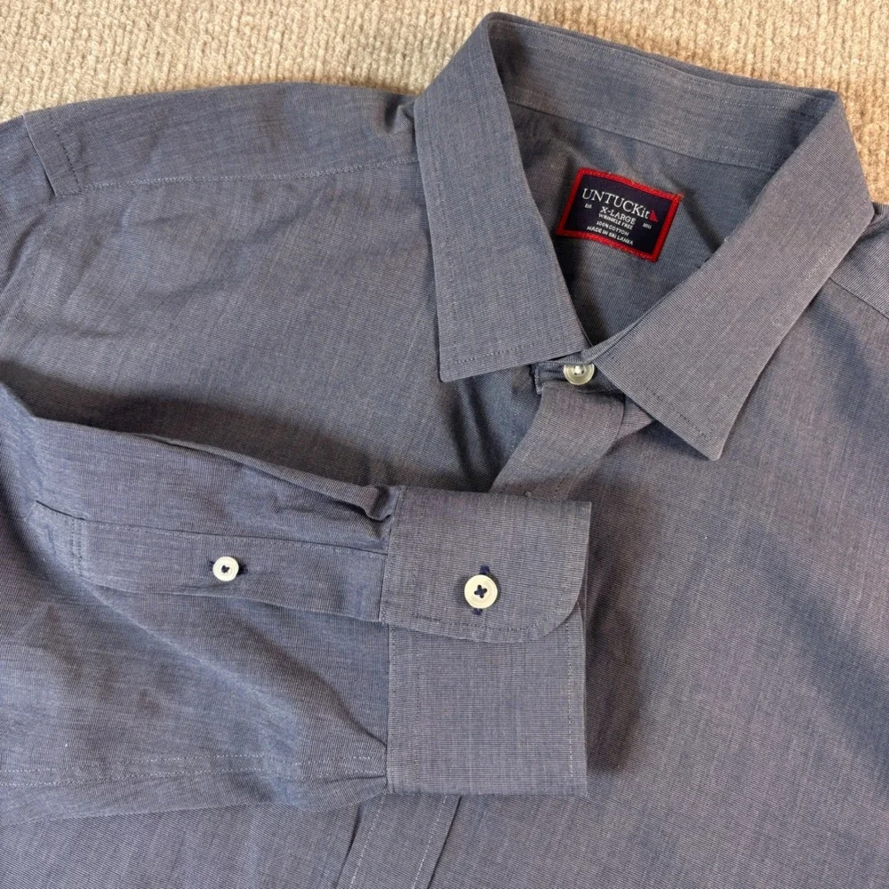 Untuckit Orville Wrinkle Free Blue Button Down Shirt Men's Size XL‎ EUC