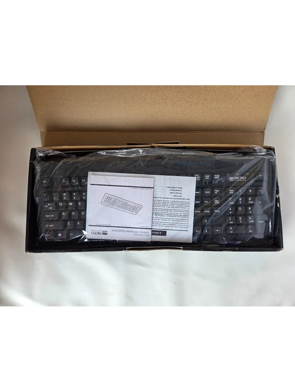 Micro 108-Key Windows Keyboard Boxed PS2 Vintage Turbo Control ACPI Keys