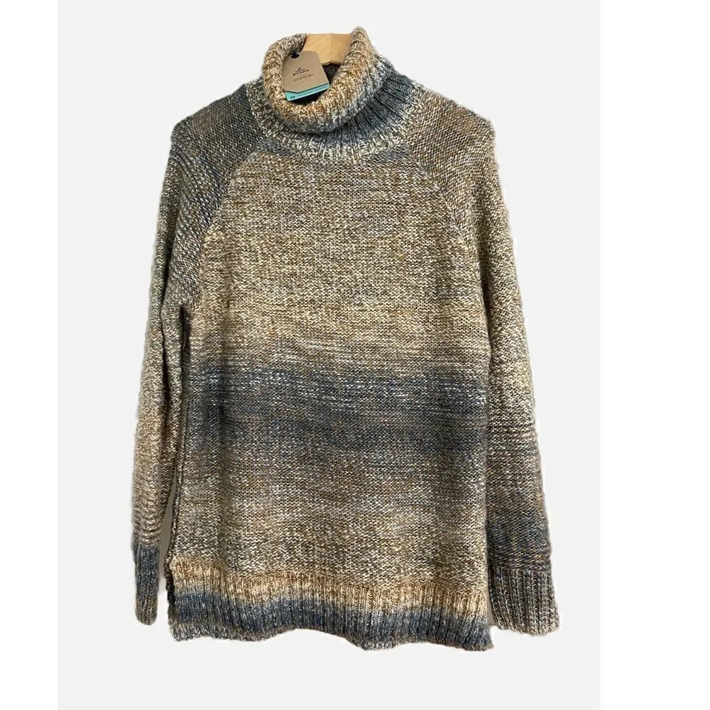 NWT Prana Women's Multi Autum Rein Turtleneck Tunic Sweater Size M Danish Blue