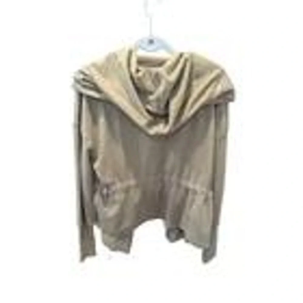 NWT Young Fabulous & Broke Cardigan Hooded Wrap Tan Khaki Sz S Drawstring Waist