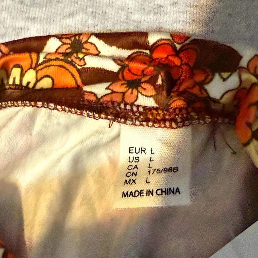 Retro Floral Long Sleeve Bodysuit - Brown/Orange