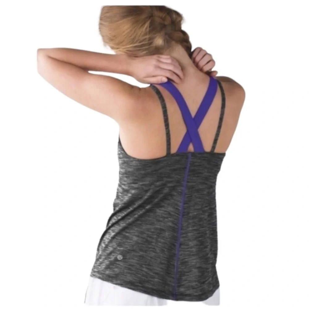 Lululemon Heather Black Iris‎ Purple Run for Gold Tank