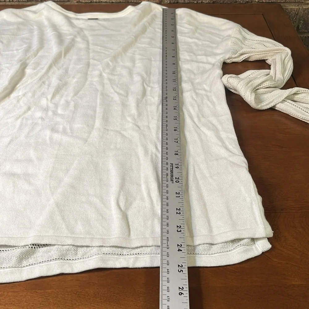 Prana Cream Knit Long Sleeve Top Lightweight Sweater Small