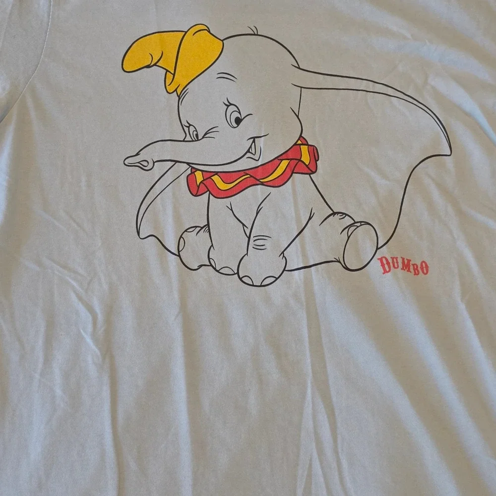 Disney‎ Womens Dumbo Graphic T-Shirt Light Blue Cotton Large