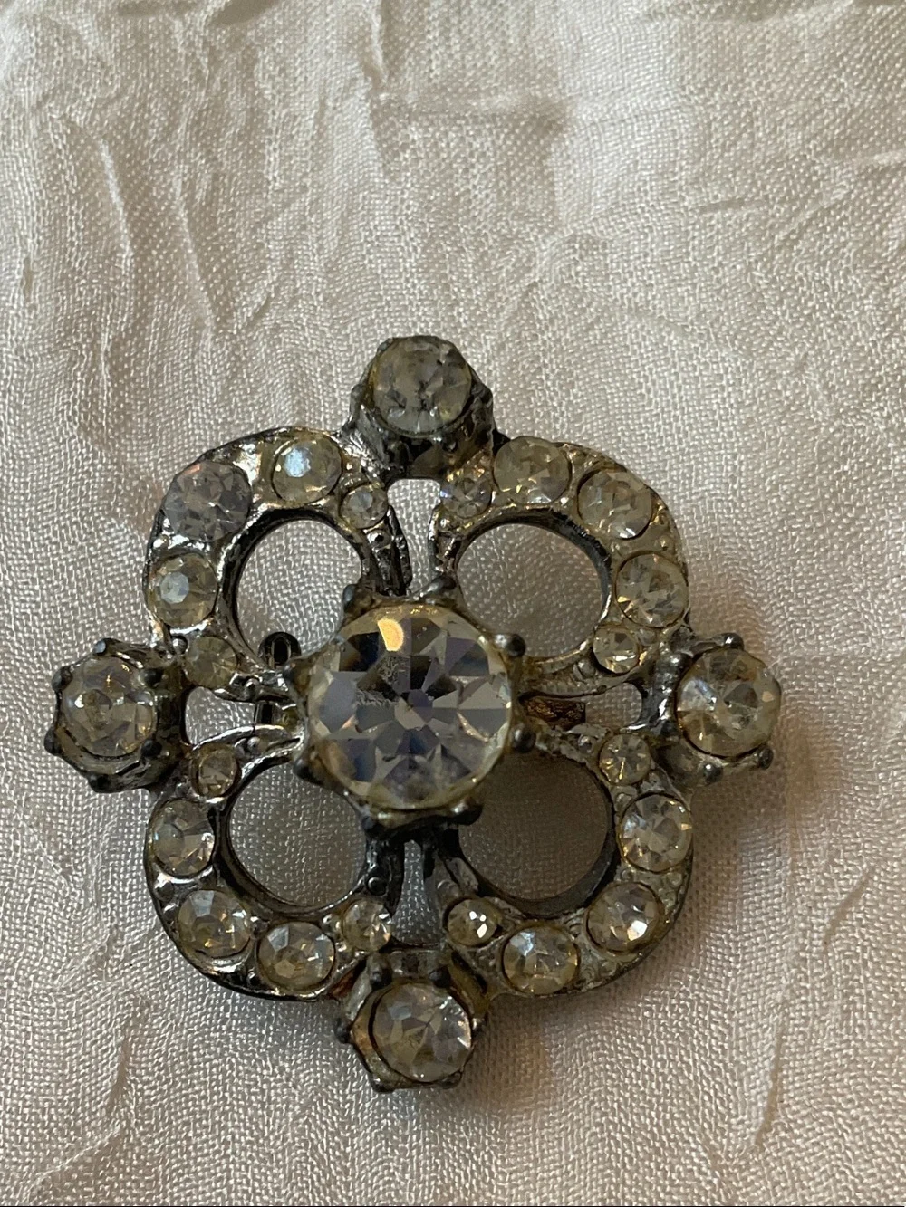 Vintage Silver Tone Clear Crystal Floral Brooches, Classic Sparkle