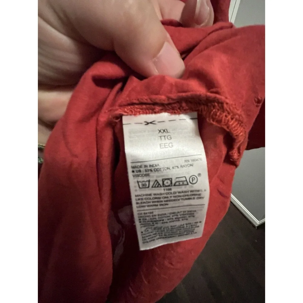 Old Navy Women's Oversized Smocked-Yoke Shirt Red XXL
