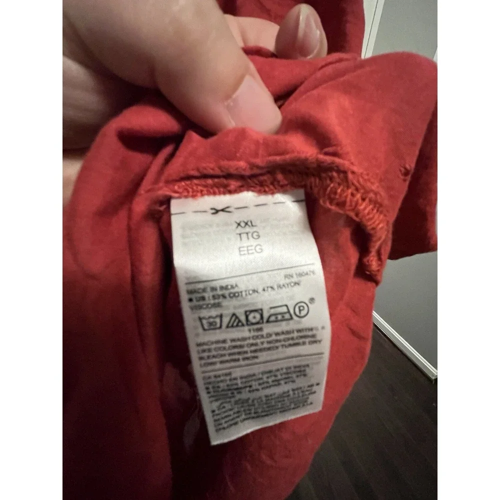 Old Navy Women's Oversized Smocked-Yoke Shirt Red XXL