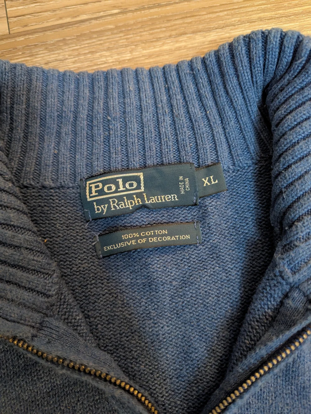 Polo by Ralph Lauren Vintage Blue Quarter Zip Sweater with Red Pony XL