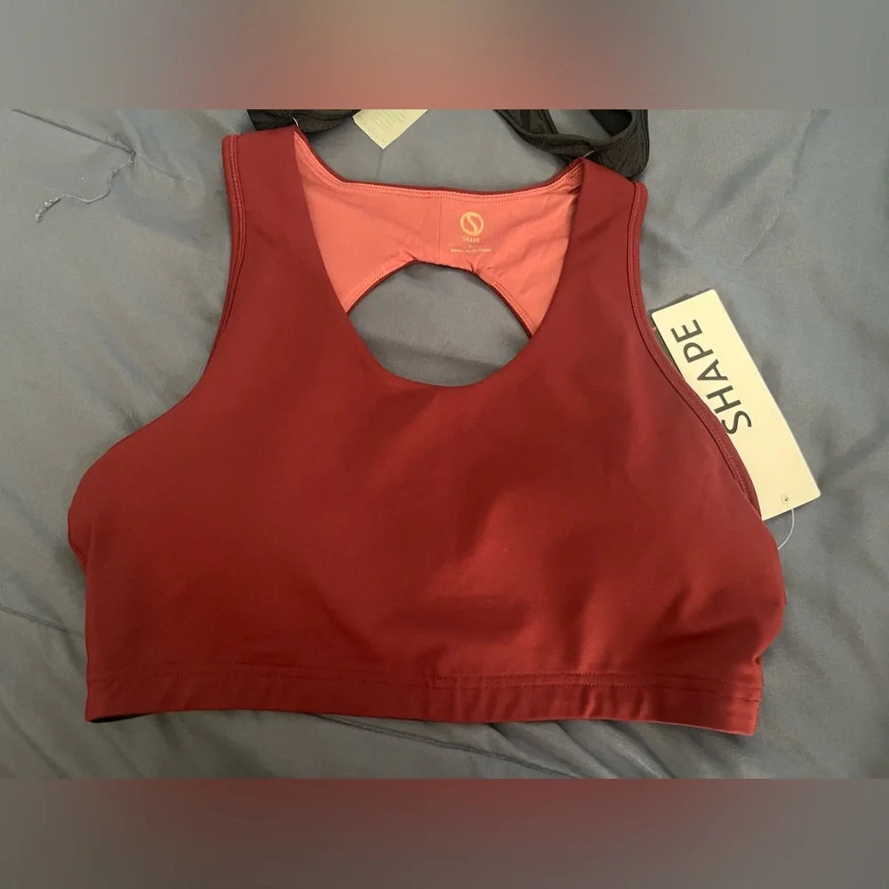 NWT Shape Blaze Tank w/ Sports Bra - Black/Port (Burgundy) - Sz Large