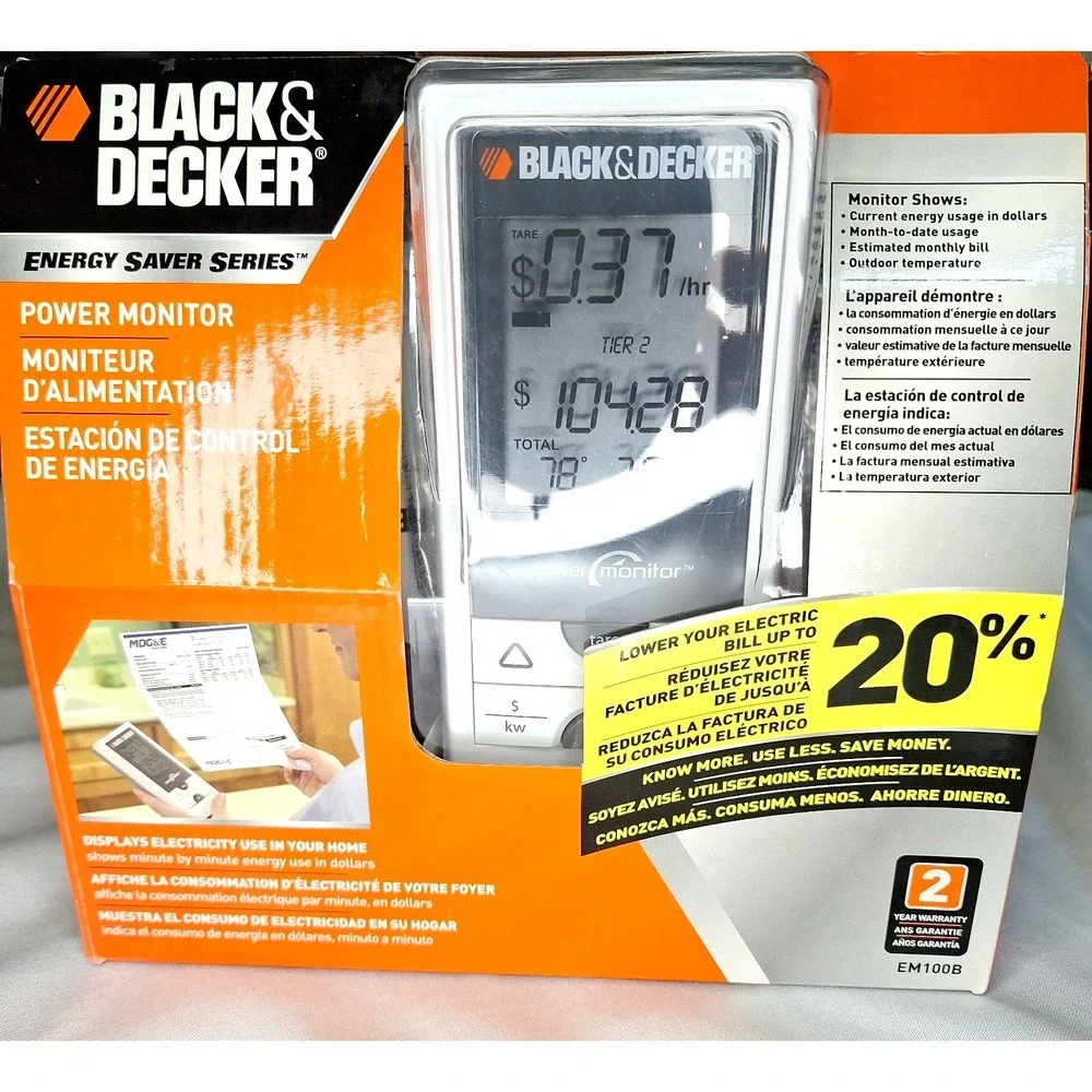 New Black & Decker Energy Saver Series EM100B Power Monitor LCD‎ Display 2008