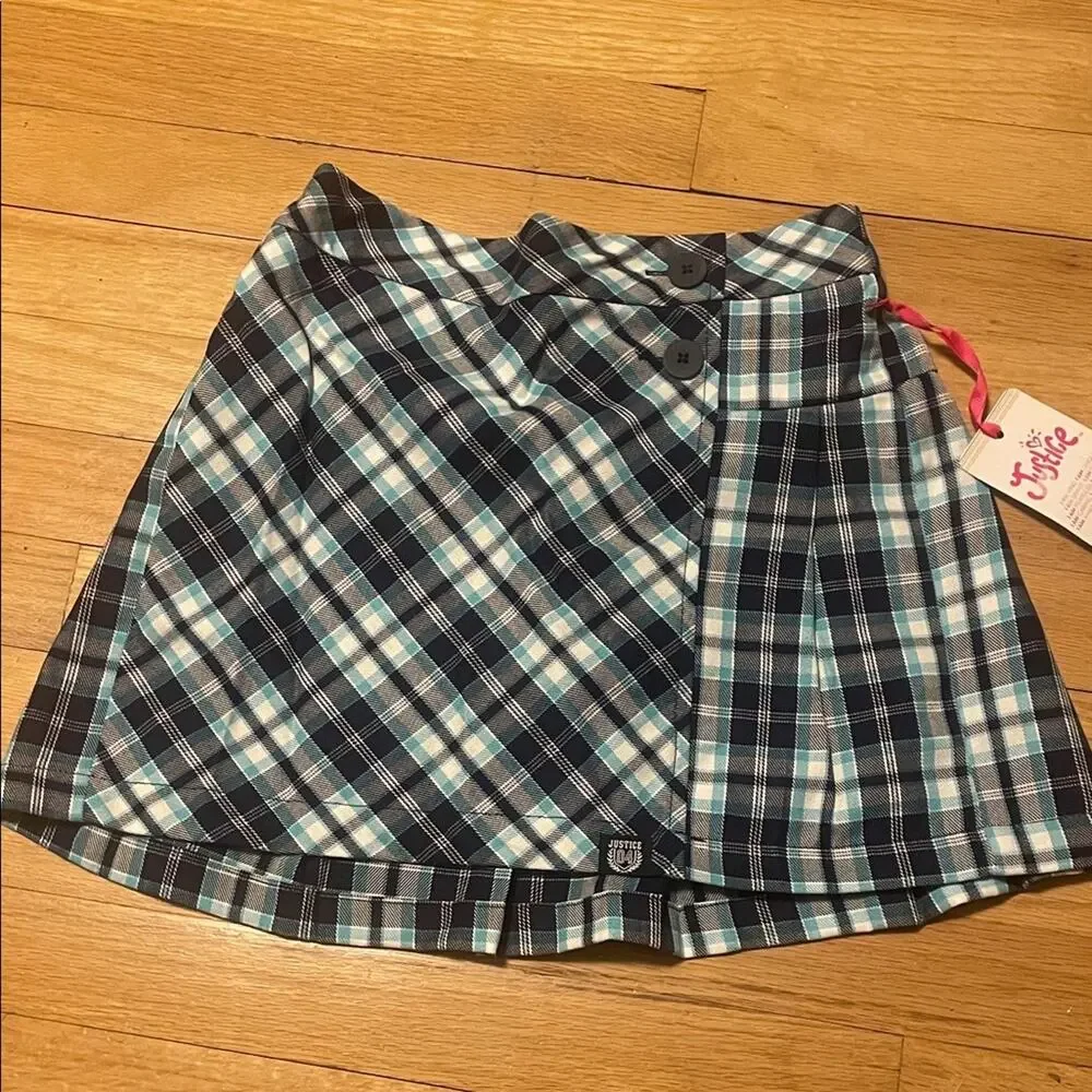 Justice Blue Plaid Mini Skirt skort medium
