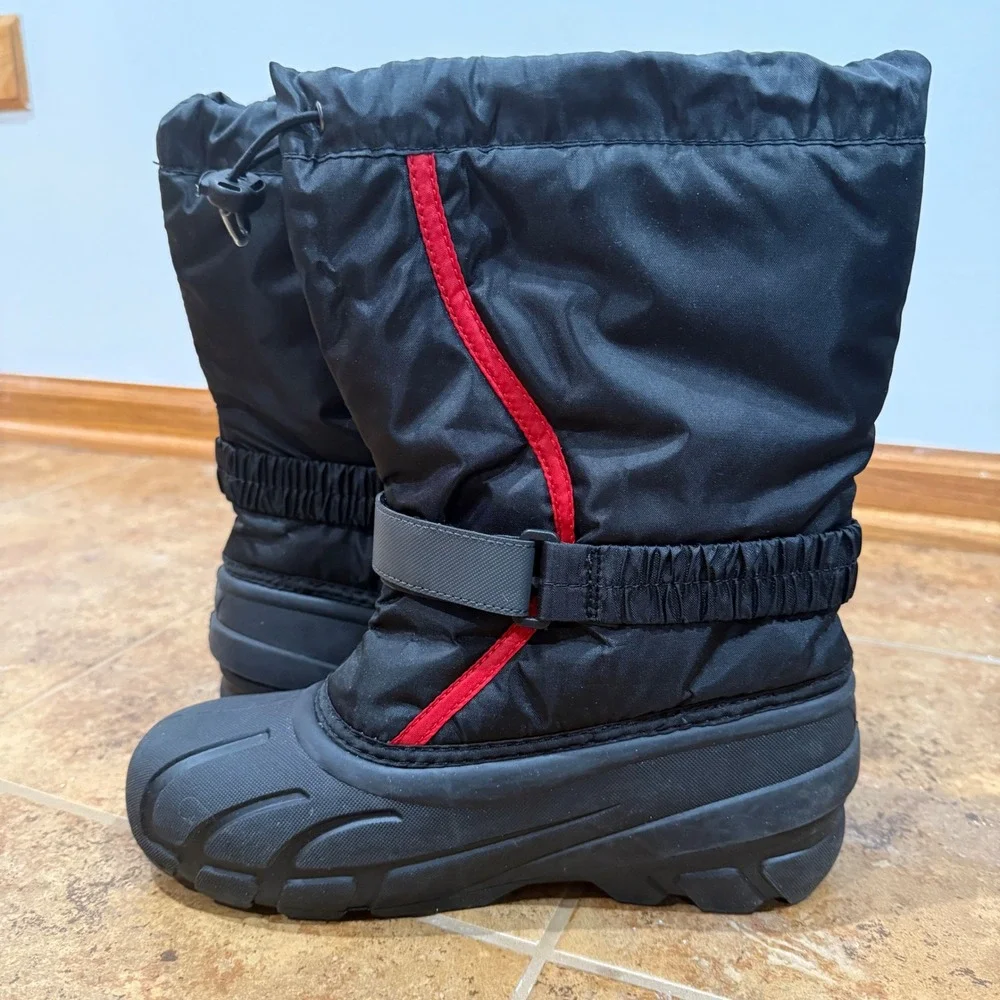 Sorel Flurry Insulated Snow Boots Youth Size 6 Waterproof Winter Black Outdoor
