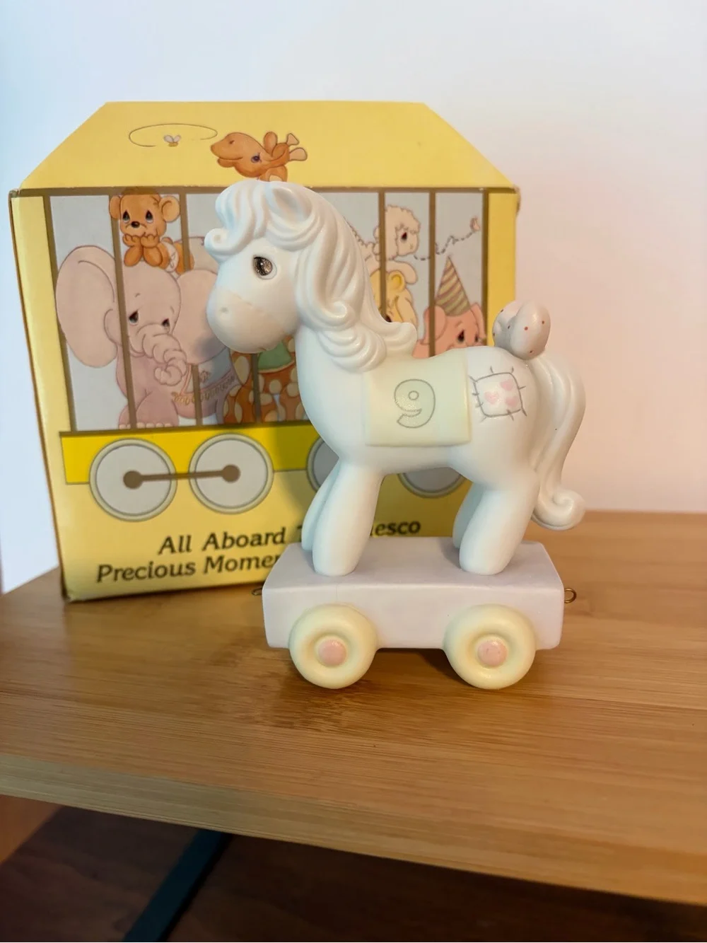 Vintage Precious Moments Birthday Train Series White Pony Being 9 Is Just Divine