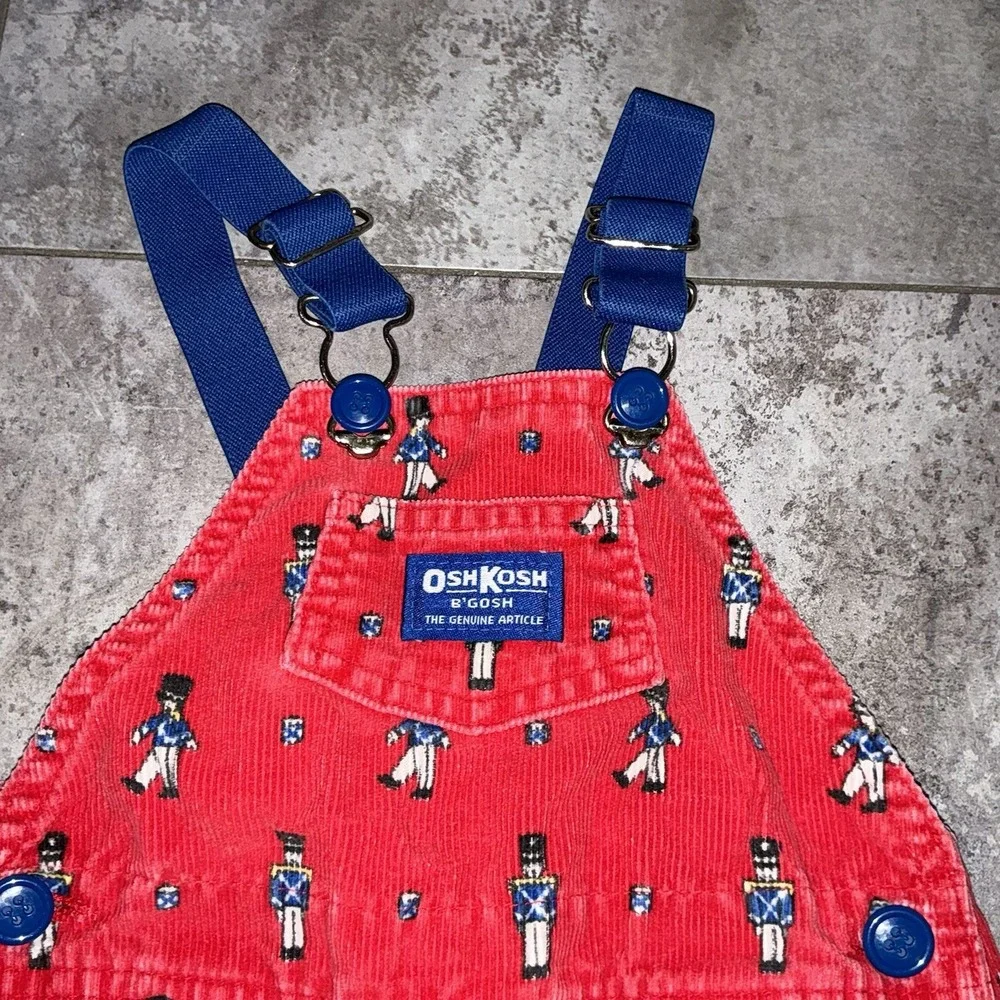 Vintage 24 months‎ Oshkosh Vestbak Red Corduroy Christmas Toy Soldiers Overalls